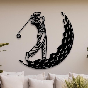 Golf Metal Wall Art, Golf Silhouette Metal Wall Decor, Sports Home Decor, Gift for Golf Player, Golfer Gift for Him, Fathers Deco, Man Cave