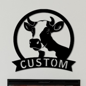 Custom Metal Cow Name Sign, Personalized Cow Sign, Farmhouse Decor, Outdoor Wall Decor, Large Custom Decor, Farm Entrance Sign, Gate Sign