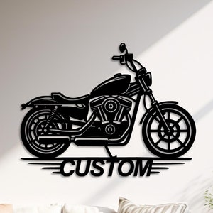 Arte mural de metal con diseño de motocicleta personalizado, regalos de Harley Davidson para hombre, regalos de motocicleta, regalo para él, regalo para papá, regalos personalizados