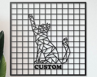 Customizable Line Art Metal Wall Grid Board, Note Board Wall Grid Organizer, Personalized Display Grid Metal Wall Panel, Message Board Gift