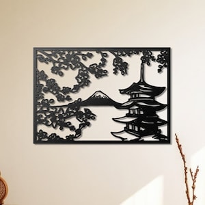 Asia Metal Wall Art, Mt Fuji Japan Art, Cherry Blossom Wall Art, Japan Wall Decor, Japan Painting, Japan Wall Hanging, Japan Artwork, Asia