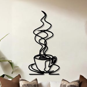 Coffee Metal Wall Art, Kitchen Line Wall Art, Metal Wall Hangings, Home Decoration, Coffee Shop Decor, Coffee Cup Decor, Housewarming Gift