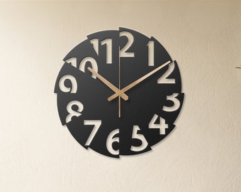 Orologio da parete moderno in metallo numerato, arredamento minimalista, orologio silenzioso