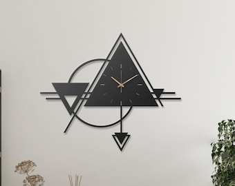 Orologio da parete geometrico in metallo, grande arte astratta, arredamento moderno per la casa