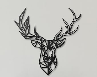 Metal Deer Wall Decor, Deer Head Metal Wall Art, , Geometric Deer Head Wall Decor, Nature Wall Art, Living Room Wall Art, Farmhouse Decor