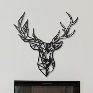 Metal Deer Wall Decor, Deer Head Metal Wall Art, , Geometric Deer Head Wall Decor, Nature Wall Art, Living Room Wall Art, Farmhouse Decor