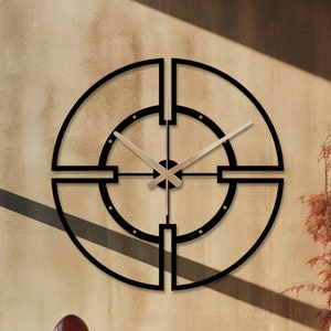 Black Metal Wall Clock, Oversized Metal Wall Clock, Unique Wall Clock, Modern Silent Large Metal Wall Clock, Horloge Murale, Minimalist Art