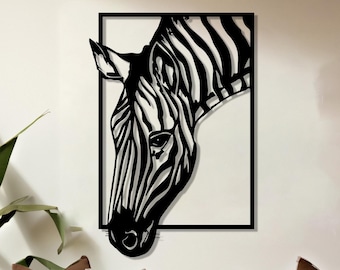 Zebra Metal Wall Art, Abstract Metal Wall Decor, Animal Home Decor, Safari Wall Hangings, African Animal Art, Farmhouse Home and Living Gift