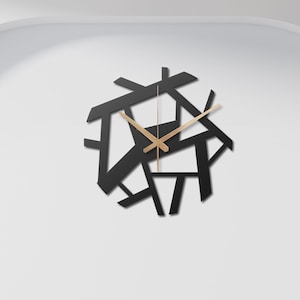 Horloge murale silencieuse moderne en métal noir, très grande horloge en métal, décoration murale contemporaine en métal, horloge murale moderne du milieu du siècle, horloge murale