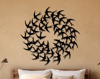 Flock of Birds Metal Wall Art, Metal Flying Swallow Birds Wall Art, Unique Home Decor, Birds Sign, Living Room Decor, Farmhouse Wall Art