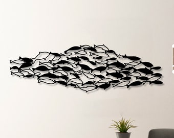 Black Metal Fish Wall Art, Nautical Decor