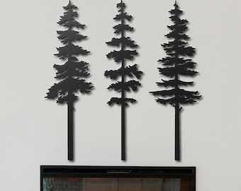 Pine Tree Metal Wall Art, Set of 3 Farmhouse Decor