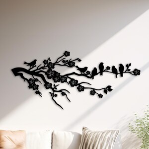 Birds on Cherry Blossom Branch Metal Wall Art, Birds Lover Gift - Etsy
