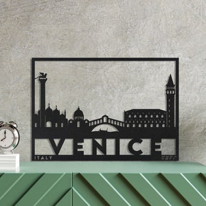 Venice Silhouette Metal Wall Art, Landscape Metal Wall Decor, City Landscape Wall Decor, Skyline Extra Large Metal Mural, Venice Decor, Gift