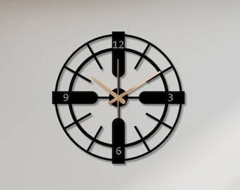 Reloj de pared de metal moderno, diseño minimalista de gran tamaño, decoración silenciosa para el hogar.