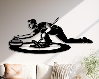Curling Sport Metal Wall Art, Curling Home Decor, Curling Gifts, Metal Sports Sign, Christmas Birthday Gift for Curling Player, Sport Decor