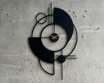 Moderne stille zwarte metalen wandklok, extra grote metalen klok, hedendaagse metalen wandkunst, moderne wandklok uit het midden van de eeuw, Horloge Murale