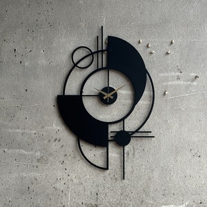 Modern Silent Black Metal Wall Clock, Extra Large Metal Clock, Contemporary Metal Wall Art, Mid Century Modern Wall Clock, Horloge Murale