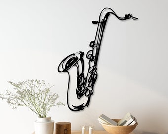Jazz Saxophone Metal Wall Art, Music Metal Decor