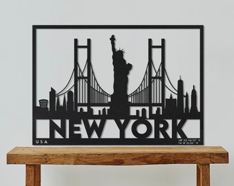 New York City Silhouette Metal Wall Art, Landscape Metal Wall Decor, City Landscape Wall Decor, Skyline Extra Large Metal Mural, NYC Decor