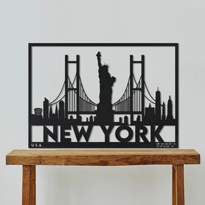New York City Silhouette Metal Wall Art, Landscape Metal Wall Decor, City Landscape Wall Decor, Skyline Extra Large Metal Mural, NYC Decor