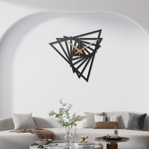 Metal Large Wall Clock, Oversized Minimalist Unique Silent Geometric Metal Wall Clock, Clock for Wall, Housewarming Gift, Modern Wall Clock