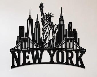 New York City Metal Wall Art, Skyline Silhouette Decor