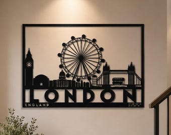 London City Silhouette Metal Wall Art, Modern Skyline Home Decor