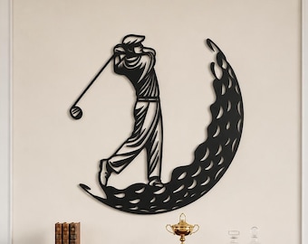 Decoración de pared metálica con temática de golf, silueta de golfista, regalo para amantes del deporte.