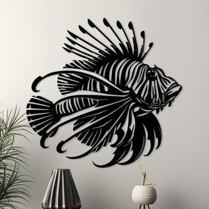 Lionfish Metal Wall Art, Unique Fish Steel Decor, Metal Ocean Art, Fishing Gift, Tropical Fish Decor, Beach House, Coastal Metal Wall Art