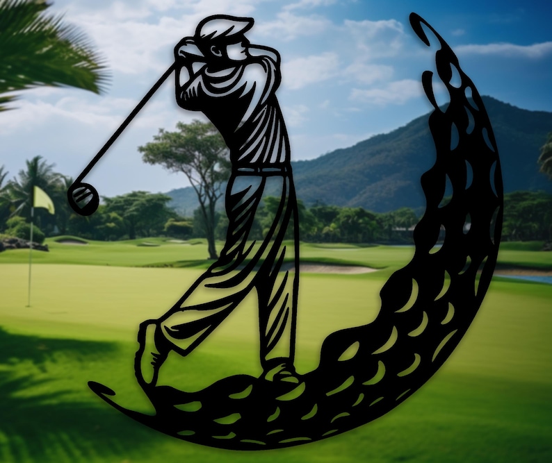 Golf Metal Wall Art, Golf Silhouette Metal Wall Decor, Sports Home Decor, Gift for Golf Player, Golfer Gift for Him, Fathers Deco, Man Cave