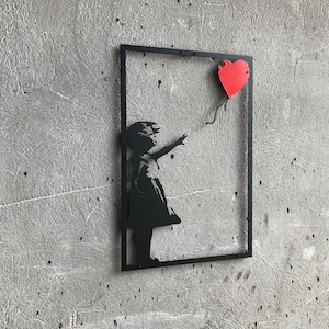 Banksy Girl with Red Baloon Wall Decor, Banksy Wall Art, Modern Livingroom Wall Art, Extra Large Banksy Graffiti Wall Art, Banksy Art