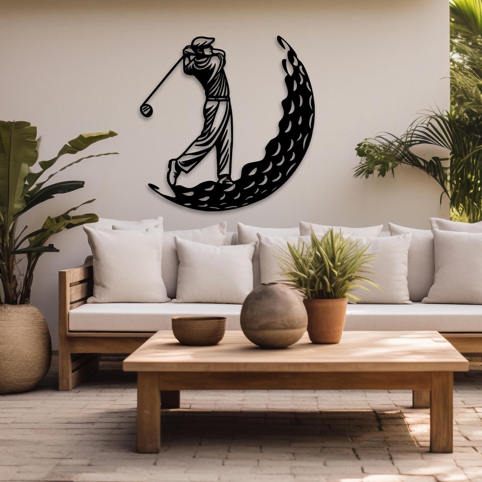 Golf Metal Wall Art, Golf Silhouette Metal Wall Decor, Sports Home Decor, Gift for Golf Player, Golfer Gift for Him, Fathers Deco, Man Cave
