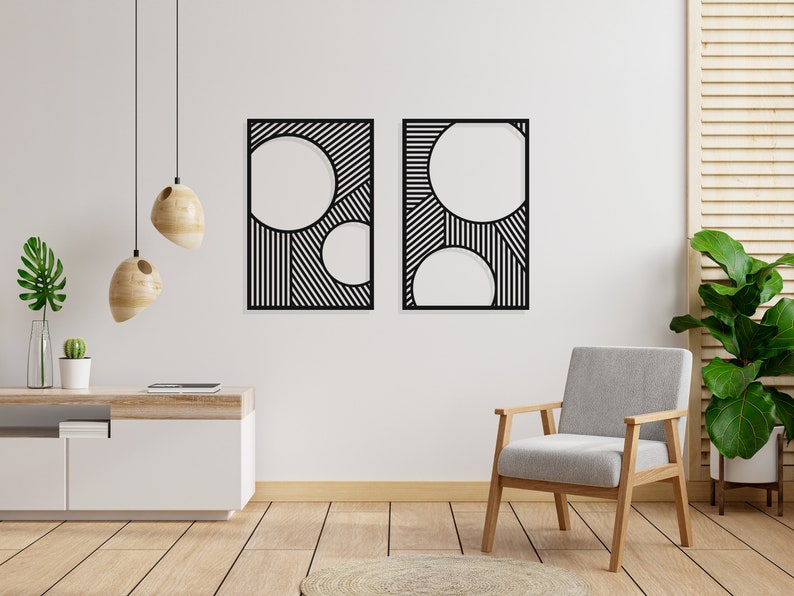 Mid Century Modern Metal Wall Art Geometric Boho Wall Etsy