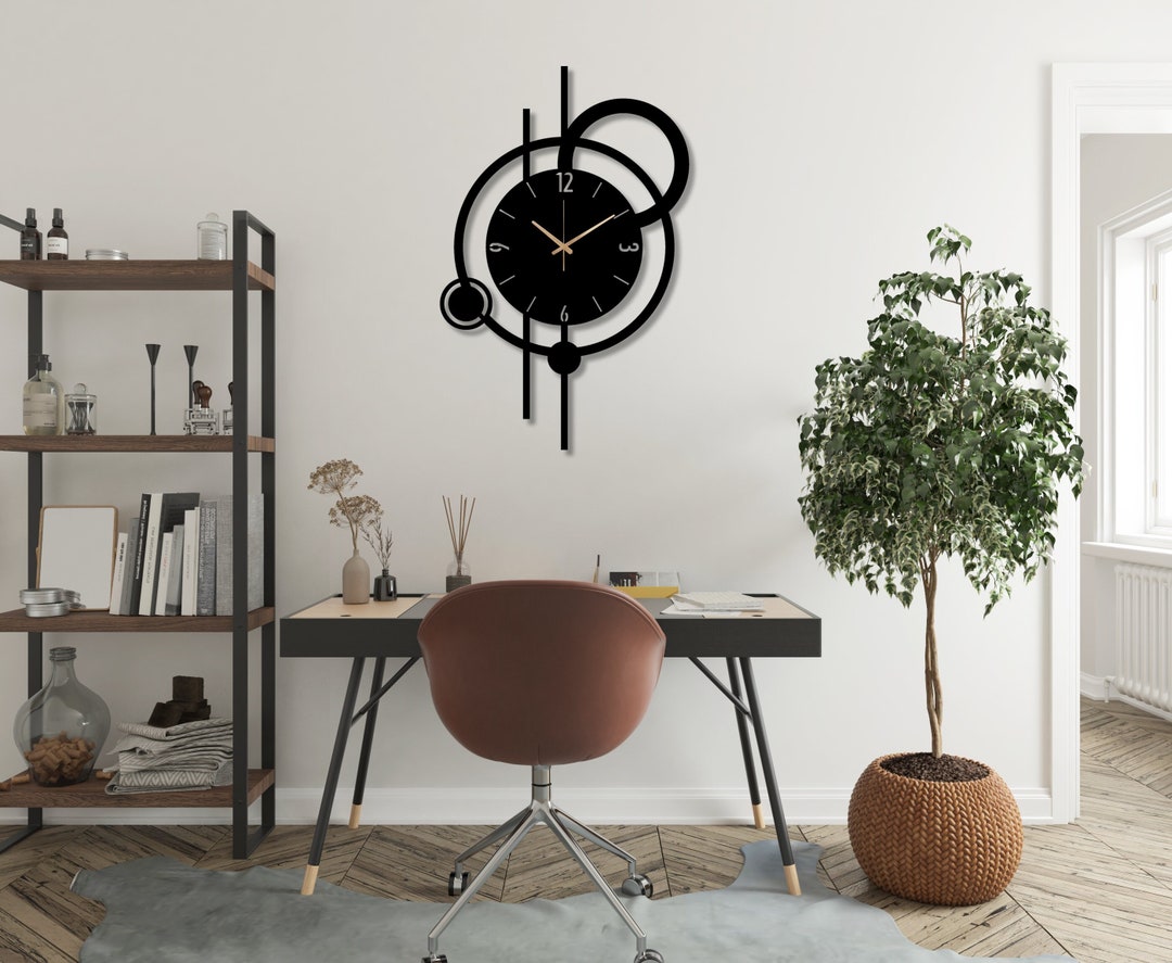 Contemporary Metal Wall Art, Extra Large Metal Clock, Modern Silent ...