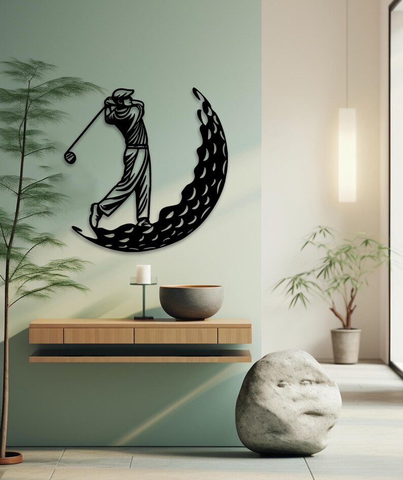 Golf Metal Wall Art, Golf Silhouette Metal Wall Decor, Sports Home Decor, Gift for Golf Player, Golfer Gift for Him, Fathers Deco, Man Cave