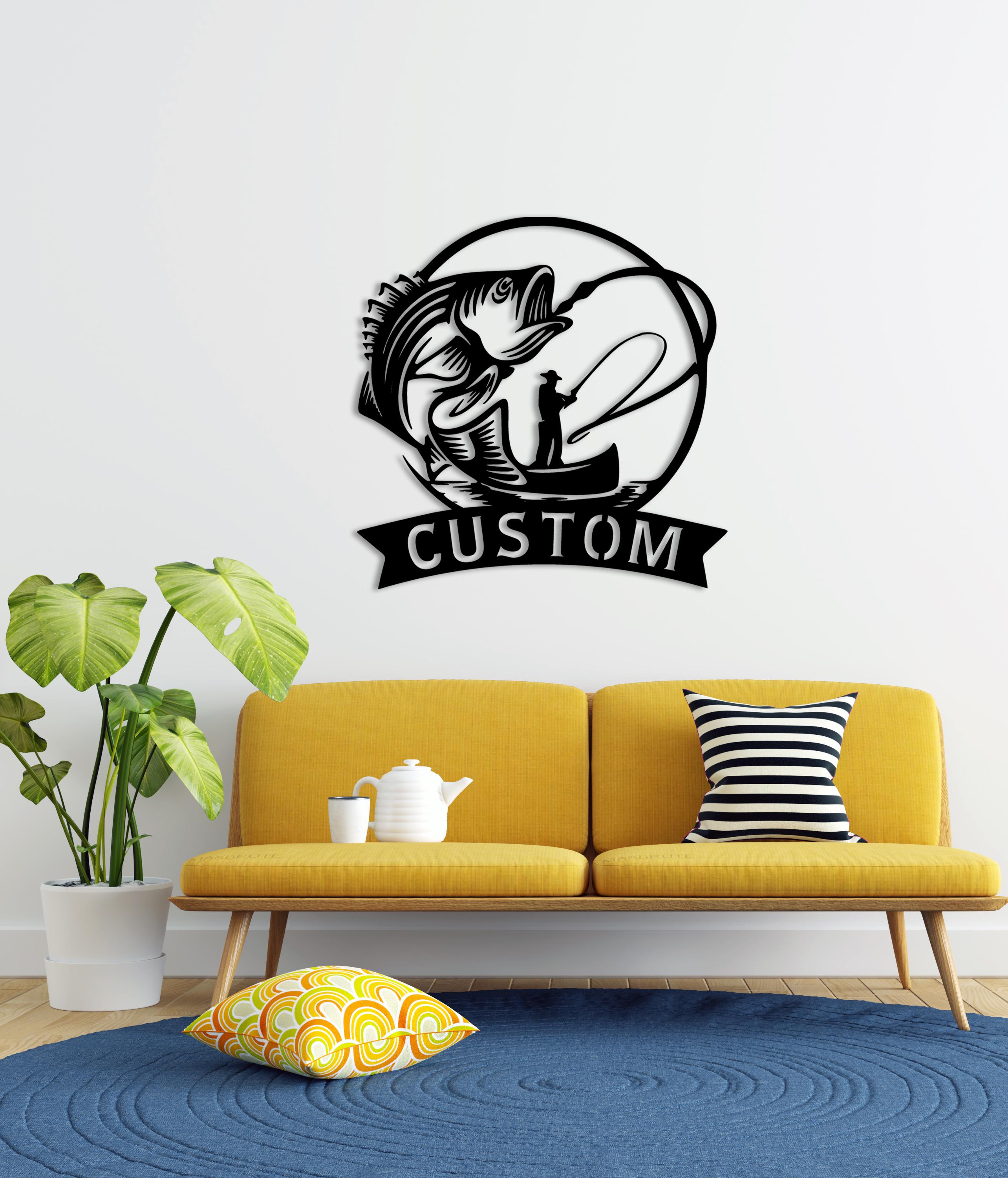 Custom Bass Fish Metal Wall Art, Personalized Fishing Sign - Etsy