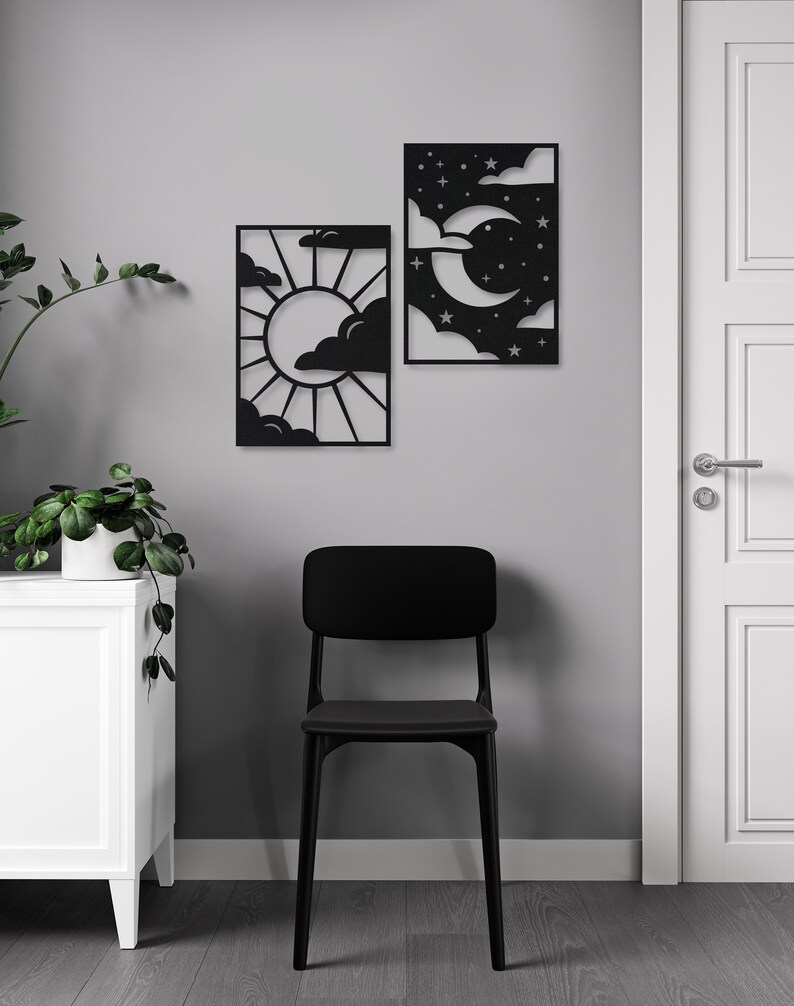 Sun and Moon Metal Wall Art Set Celestial Metal Wall Decor Etsy