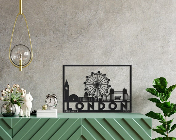 London City Silhouette Metal Wall Art, Modern Skyline Decor