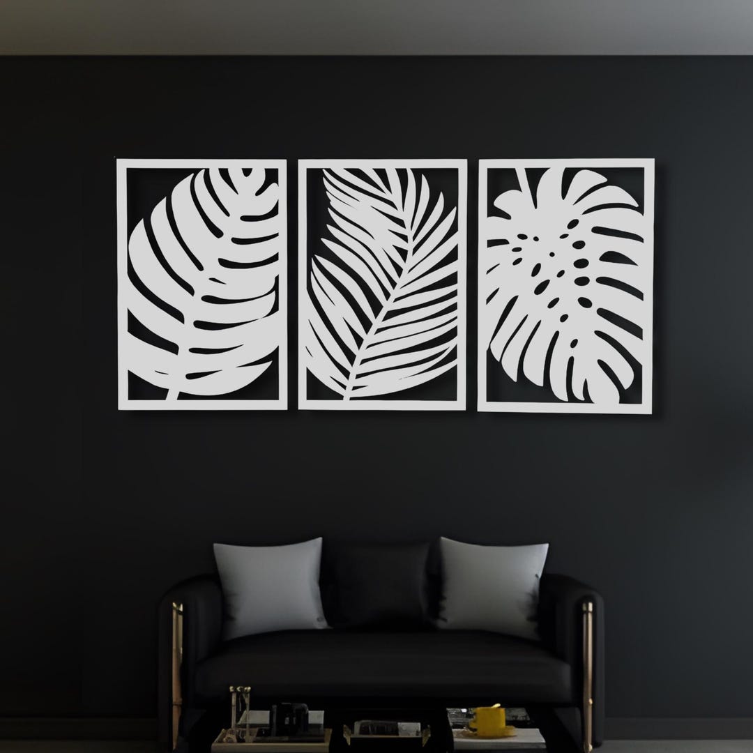 Monstera Leaf Metal Wall Art, Set of 3 Tropical Decor - Etsy
