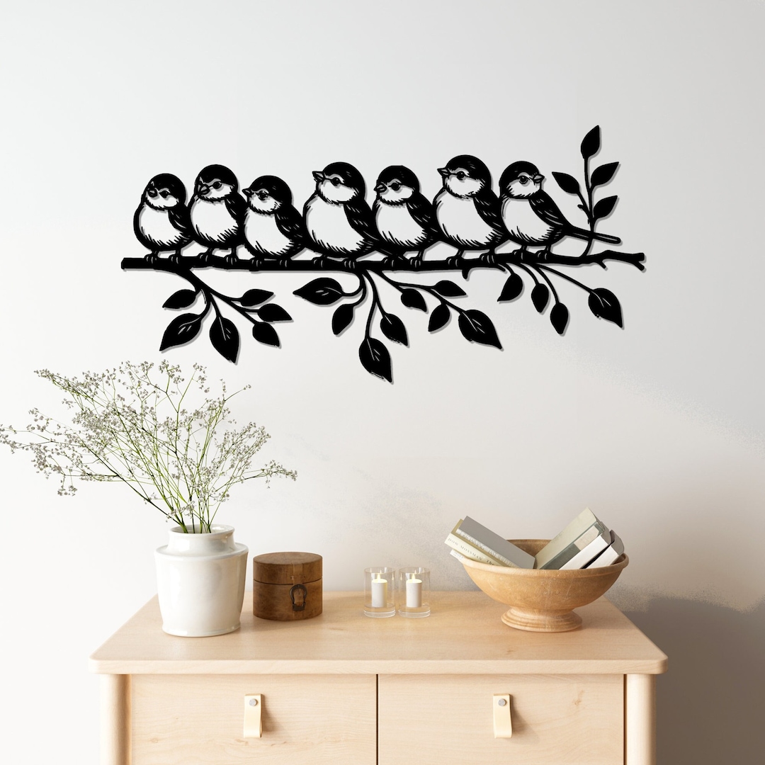 Birds on the Branch Metal Wall Decor, Flock of Birds Metal Wall Art ...
