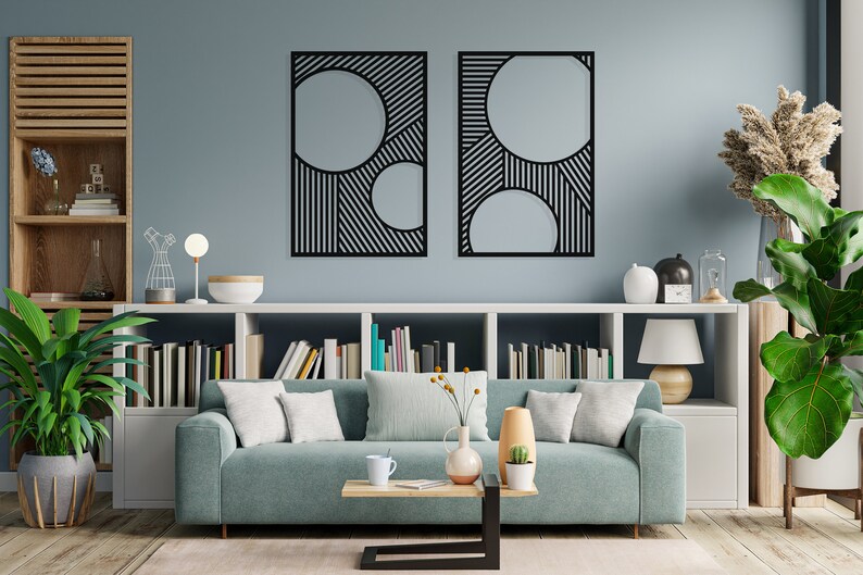 Mid Century Modern Metal Wall Art Geometric Boho Wall Etsy