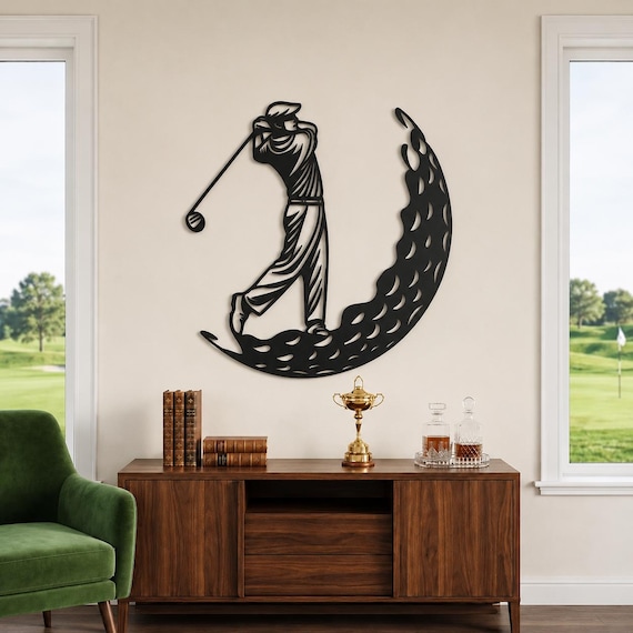 Golf Metal Wall Art, Golfer Silhouette Decor, Sports Lover Gift