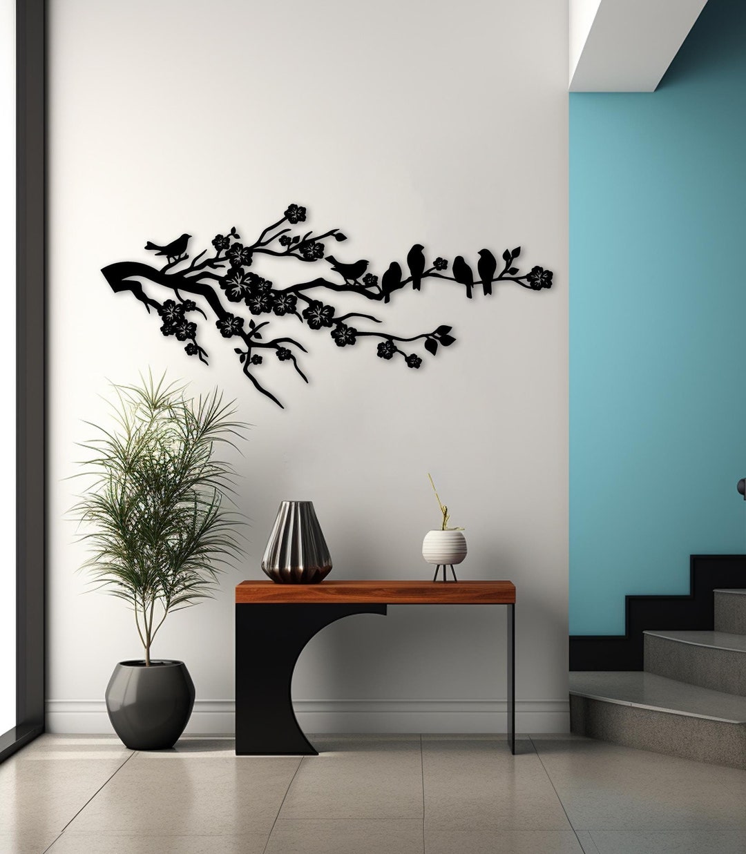 Birds on Cherry Blossom Branch Metal Wall Art, Birds Lover Gift - Etsy