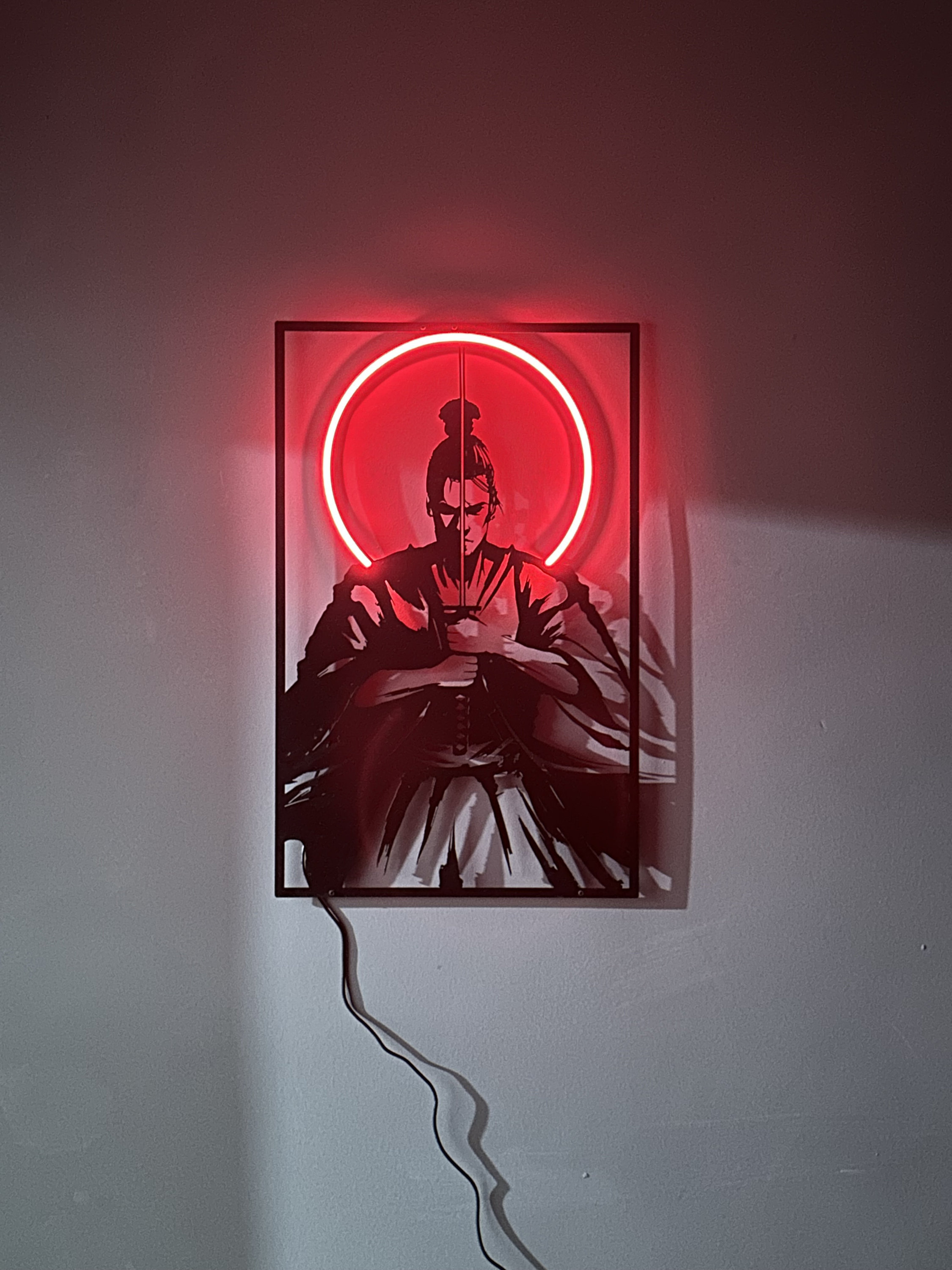 Led Design Samurai Samurai Neon LED Metal Wall Art, Japan Home Decor - Etsy