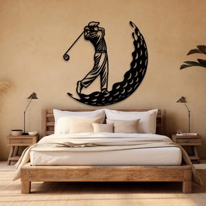Golf Metal Wall Art, Golf Silhouette Metal Wall Decor, Sports Home Decor, Gift for Golf Player, Golfer Gift for Him, Fathers Deco, Man Cave