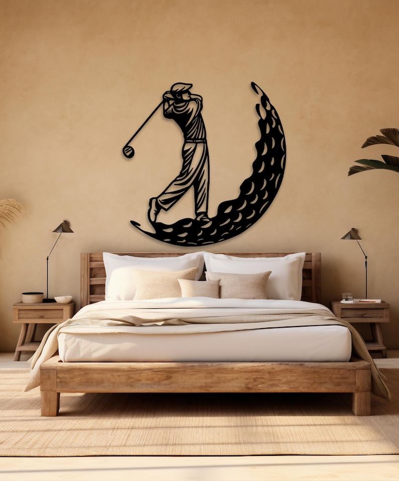 Golf Metal Wall Art, Golf Silhouette Metal Wall Decor, Sports Home Decor, Gift for Golf Player, Golfer Gift for Him, Fathers Deco, Man Cave