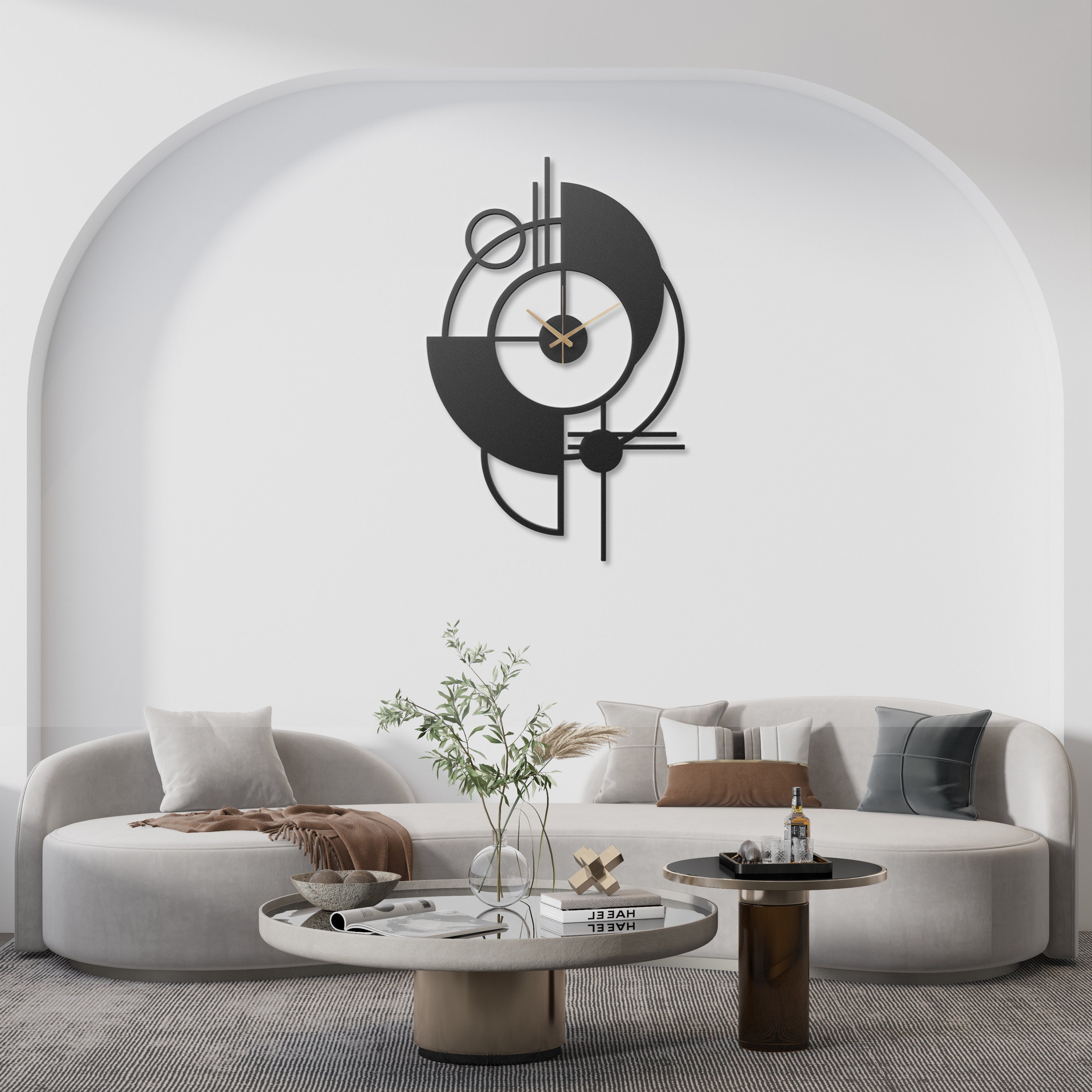 Modern Silent Black Metal Wall Clock, Extra Large Metal Clock ...