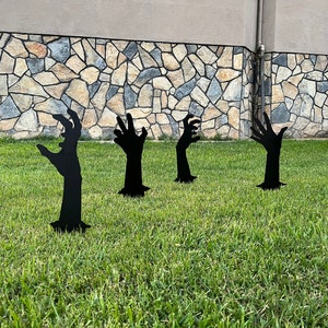 Halloween Yard Art, Zombie Hands Yard Stakes, Set of 6 Metal Halloween Outdoor Decor, Fall Decor, Halloween Decorations, Garden Decor