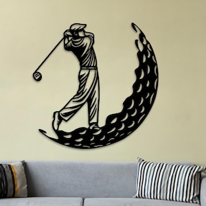 Golf Metal Wall Art, Golf Silhouette Metal Wall Decor, Sports Home Decor, Gift for Golf Player, Golfer Gift for Him, Fathers Deco, Man Cave